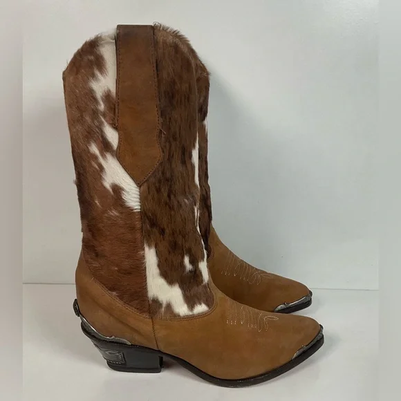 Vintage Zodiac Calf Hair On Cowhide Pony Cowgirl Boots 7.5 M Nubuck Suede - Picture 11 of 16
